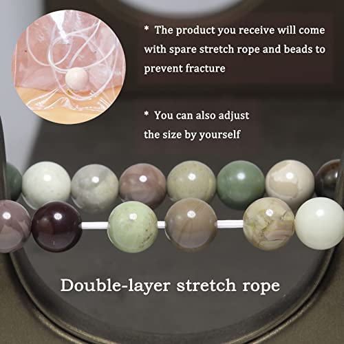8mm Natural Gemstone Stretch Bracelet, Handmade Unisex Crystal Bracelets for Meditation, Yoga, Spiritual Healing & Positive Energy - color: Indian Agate