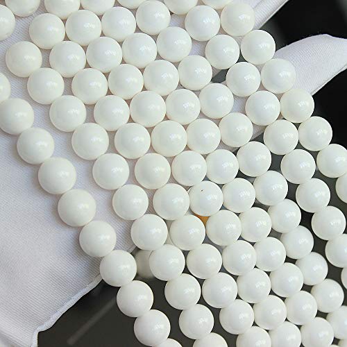 MJDCB 7A Natural Deep Sea White Shells Round Stone Beads for Jewelry Making DIY Bracelet Necklace (10mm) - color: Deep Sea White Shells, size: 10mm