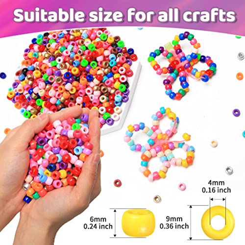 Praisebank 4000pcs White Barrel Plastic Pony Beads for Jewelry Making, Crafts, Hair Braids - color: White