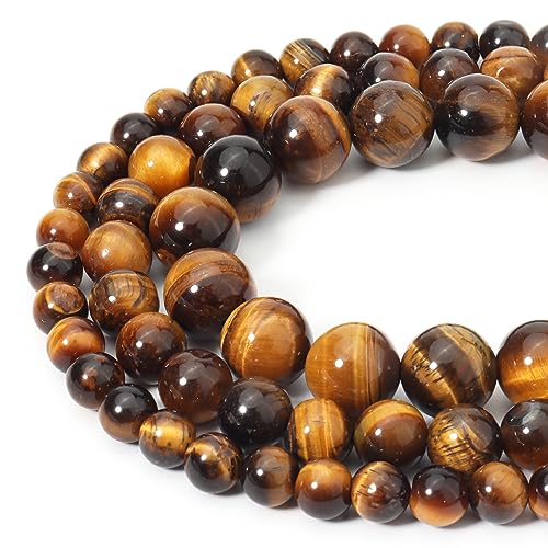 35pcs 10mm Natural Yellow Tiger Eye Gemstone Beads Energy Healing Crystal Round Loose Stone Beads for Jewelry Making, DIY Bracelets Necklaces - color: Yellow Tiger Eye, size: 10mm