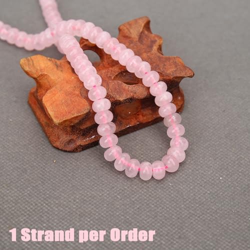 BONNY BOXX 1 Strand Natural 5 * 8mm Pink Quartz Rondelle Beads, Natural Abacus Disk Stone Beads Loose Spacer Gemstone for DIY Bracelet Necklace Jewelry Making - color: Pink Quartz, size: 5*8mm