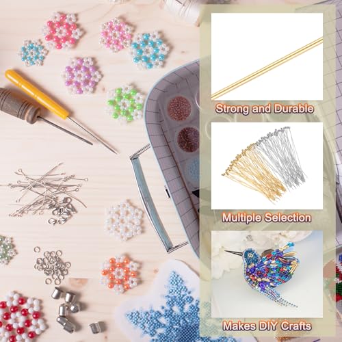 MECCANIXITY 200Pcs Plated Ball Head Pins Jewelry Making 24 Gauge 50mm Wire Head Pins Brass Ball Head Pins End Head Pins for DIY Craft Necklaces Bracelets Earrings, Silver and Gold - color: Silver and Gold, size: 50mm