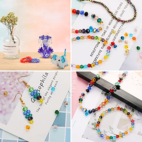 560 Pcs Briollete Crystal Glass Beads for Jewelry Making, Faceted Rondelle With Box, Spacer for DIY Craft Bracelets Charms Wind Chimes, 4/6/8mm (Transparent) - color: Transparent