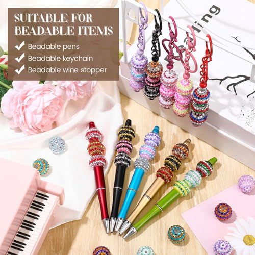 40 Pcs 20 mm Rhinestone Beads Bulk Crystal Round Disco Ball Chunky Bubblegum Beads for Pens Bracelets Charms Craft European Style Jewelry Making Supplies Christmas(20 Colors) - color: 20 Colors