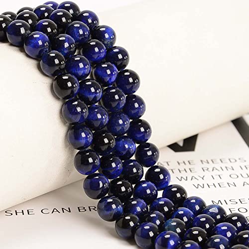 NCB 100pcs Original Natural Stone Beads Gemstone Round Loose Beads 6mm 8mm 10mm (Sapphire Tiger's Eye, 6mm 100Beads) - color: Sapphire Tiger's Eye, size: 6mm 100beads