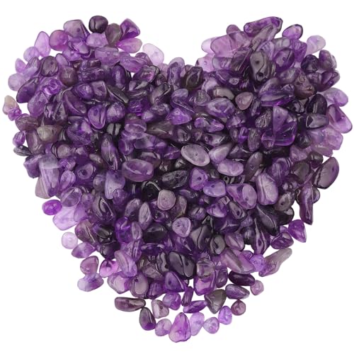 400pcs Natural Chip Stone Beads for Jewelry Making Amethyst 5-8mm Irregular Gemstones Healing Crystal Loose Rocks Bead Hole Drilled for Ring Earrings Necklace Bracelet Making DIY Art Crafts - color: Amethyst (2 Strands-62")