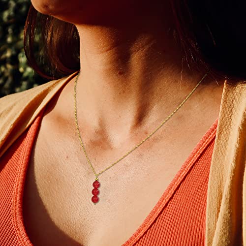 SmileBelle Crystal Necklace, Jade Necklace for Women as Anniversary Birthday Mothers Day Gifts for Women 14k Gold Black Tourmaline as Birthstone Jewelry for Girls Dainty Crystal Jewelry - color: Red Carnelian