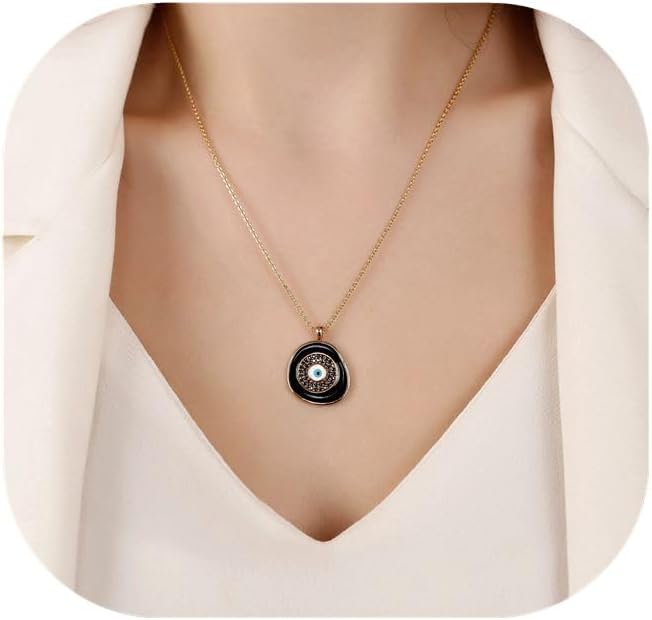 Evil Eye Necklace for Women 14K Gold Plated Delicate Necklaces Blue White CZ Diamond Pendant Necklace Cute Boho Tiny Evil Eye Lucky Protection Jewelry Gift for Women