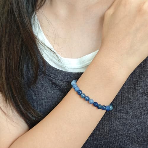 Natural Healing Gemstone Bracelet Handmade Yoga Stretch Elastic Bracelet Stress Relief Crystal Jewelry for Men and Women - color: Blue Sodalite (Wisdom), size: 6mm