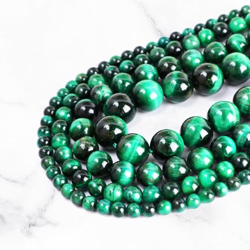 4mm 200pcs Natural Stone Round Beads Green Tiger's Eye Genuine Stone Beading Loose Gemstone DIY Charm Smooth Beads for Bracelets Necklaces Earrings Hole Size 1mm (Green Tiger's Eye 4mm) - color: Green Tiger's Eye, size: 4mm