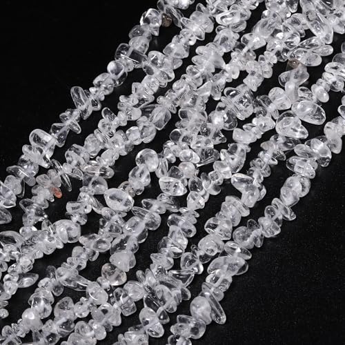 30in Clear Quartz Natural Chip Stone Beads 5-8mm About 230pcs, Irregular Drilled White Bead for Bracelets Jewelry Making Supplies for Adults, DIY Crafts. - color: Clear Quartz, size: 5-8mm Stone Chip Beads