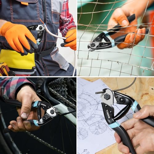 SHALL Cable Cutter, 7-1/2 inch Wire Rope Cutter Heavy Duty for Cuttng Up to 5/32", Chrome Vanadium Steel Jaw for Hard Wire Ropes, Steel Wires, Aircraft Cables, Railing, Metal Fence, Bike Bicycle Brake