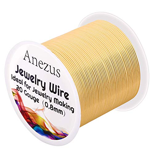 anezus 20 Gauge Jewelry Wire, 28 Yards Craft Wire Tarnish Resistant Copper Beading Wire for Jewelry Making Supplies and Crafting(KC Gold) - color: KC Gold