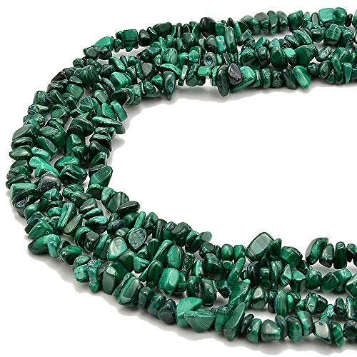 3-5mm Natural Malachite Gemstone Chips Loose Beads Semi Precious for Jewelry Making DIY Handmade Craft Supplies 1 Strand per Bag Approxi 32" - color: Malachite