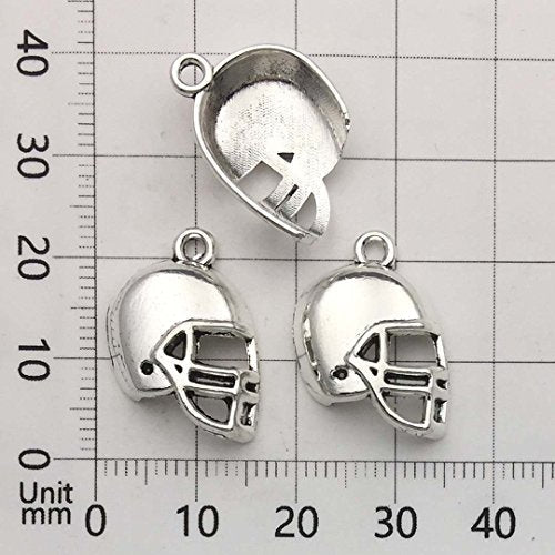 Youdiyla 60PCS Football Theme Charms Collection - Mixed Antique Silver Rugby Player Helmet Metal Alloy Pendants for Jewelry Making DIY Findings (M131) - color: Football Theme Charms