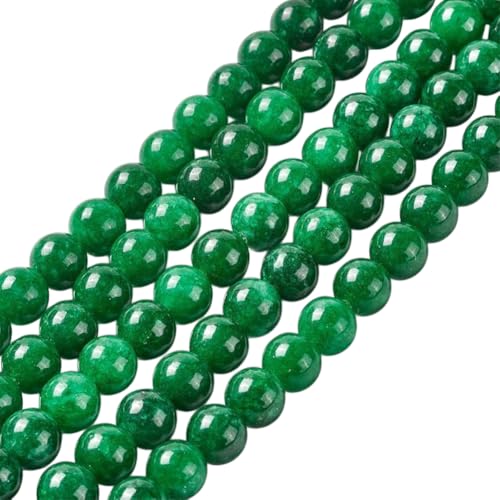 1 Box 94-98PCS 8MM Natural Green Jade Gemstone Round Beads with Elastic Thread Stone Energy Power Crystal Chakra Patrick Polished Bead for Jewelry Making Necklace Bracelet DIY Craft Supply
