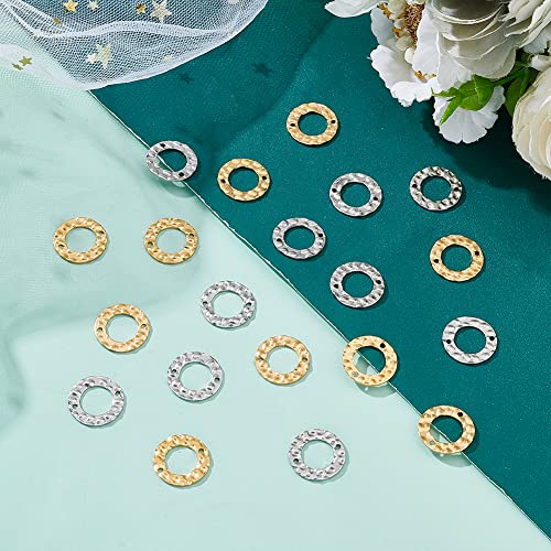 PH PandaHall 60pcs Linking Rings, 15mm Jewelry Connector Rings 304 Stainless Steel Circle Pendant Charm Links for Necklaces Bracelets Jewelry DIY Crafts Making, Golden/Stainless Steel