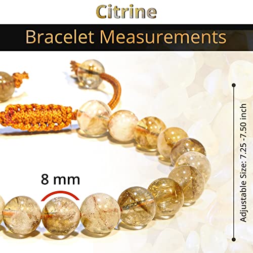 ANAYA AGATE Energy Protection Crystal Handmade Adjustable Bead Bracelet Perfect for Men, Women’s Christmas Gift - Gemstone Healing Stretch Bracelet Pulsera Para Hombre Mujer Stocking Stuffer - color: Citrine Natural