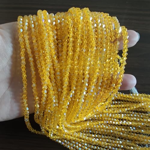 3mm4mm 1100pcs 800pcs Bicone Beads Crystal Glass Faceted Beads for Necklace Bracelet Earrings DIY Jewelry Crafts Making Project (3mm GoldenAB) - color: 3mm GoldenAB