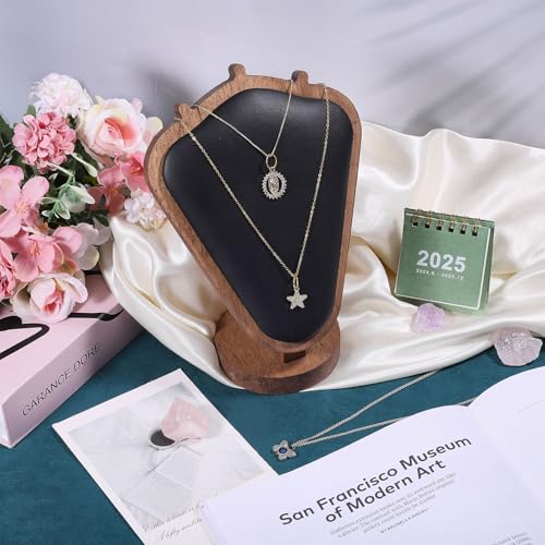 CHGCRAFT Necklace Display Stand Wood Jewelry Holder with PU Imitation Leather Mat Jewelry Necklace Display for Vendors, Black, 3.94x5.9x7.87inch - color: Black