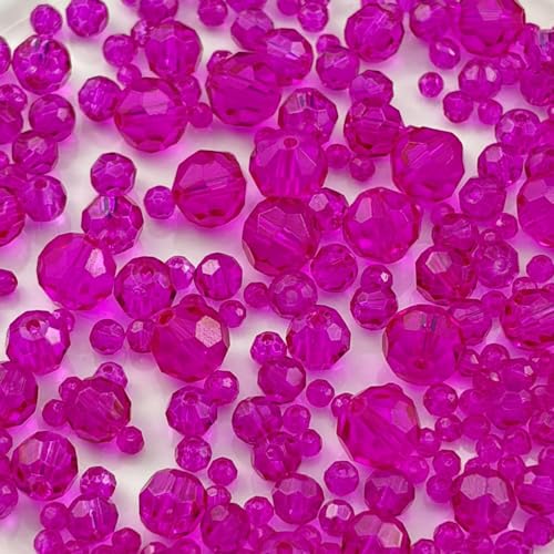 480pcs Crystal Glass Beads 3mm 4mm 6mm 8mm 10mm Round Faceted Glass Spacer Beads for Bracelets Necklace Earring DIY Jewelry Making Craft(Rose Red) - color: Rose Red
