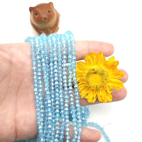 3mm4mm 1100pcs 800pcs Bicone Beads Crystal Glass Faceted Beads for Necklace Bracelet Earrings DIY Jewelry Crafts Making Project (3mm Light Lake BlueAB) - color: 3mm Light Lake BlueAB
