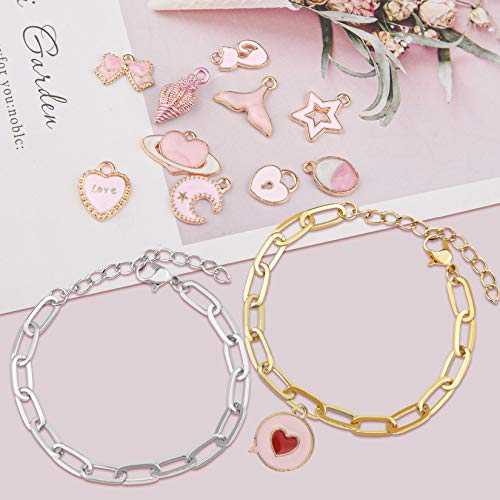 tiggell 20pcs Chain Bracelets Kit Alloy Link with Lobster Clasps for Christmas DIY Women Jewelry Findings Bracelet Making (Gold & Silver) - color: Gold & Silver