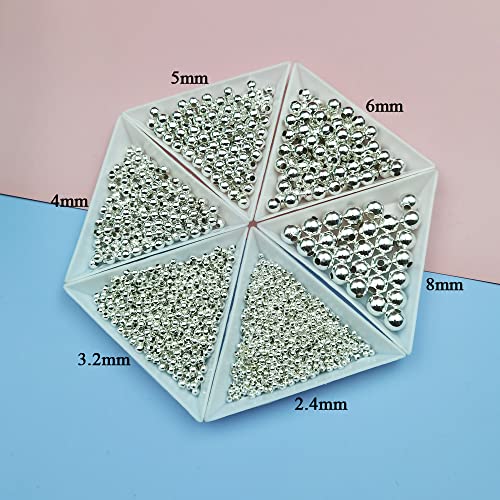 400 Pieces 6mm Silver Iron Metal Spacer Bead Round Loose Beads - size: 6mm