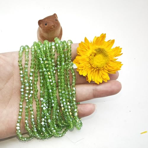 3mm1100pcs Bicone Beads Crystal Glass Faceted Beads for Necklace Bracelet Earrings DIY Jewelry Crafts Making Project (3mm Light GreenAB) - color: 3mm Light GreenAB