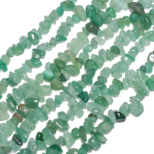 30in Green Aventurine Natural Chip Stone Beads 5-8mm About 230pcs, Irregular Drilled Light Green Bead for Bracelets Jewelry Making Supplies for Adults, DIY Crafts. - color: Green Aventurine, size: 5-8mm Stone Chip Beads