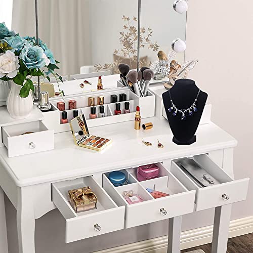 Julysky 3D Necklace Display Stand For Selling,Velvet Chain Jewelry Bust Holder Organizer (1, black) - color: black