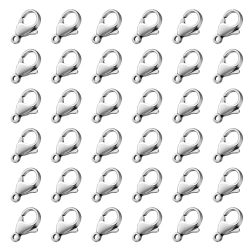 [9MM/ 120PCS] Stainless Steel Lobster Clasps for Jewelry Making 304 Stainless Steel Lobster Claw Clasps Bulk for DIY Crafts Jewelry Making - color: 9mm stainless steel