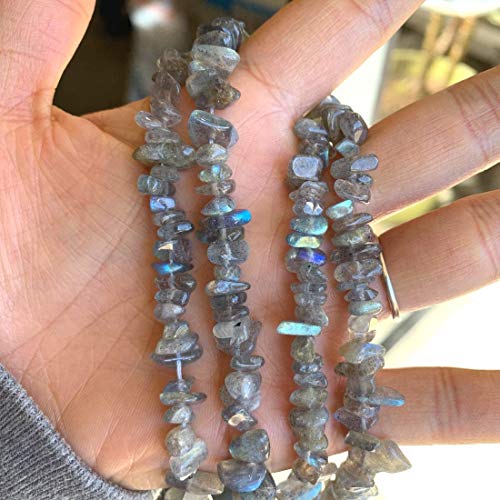 Genuine Labradorite Chips Gemstone Beads 5-8mm Irregular Shaped Crystal Chip Stone Loose Bead for Jewelry Making 1 Strand 32" - color: Labradorite