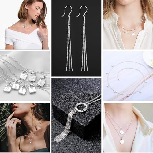 33 Feet Silver Cable Chains Roll, 2MM Silver Plated Brass Flat Cable Link Chain Spool Bulk for Jewelry Making DIY Craft - color: 2.0mm silver cable chain