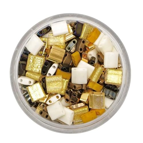 Mack and Rex Tila Bead Mixes (Gold Digger), and Quarter Tila – 24K Plated Tilas, Clear Tila with Glitter, Cream Metallic Brown Tila and Dark Brown - color: Gold Digger, size: 25 Gram Bag