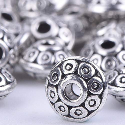 April Ya 100 Pieces 6 mm Antique Silver Spacer Beads European Style Beads for Jewelry Making