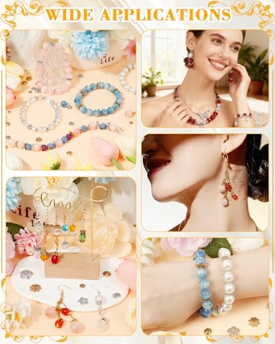 FIVEIZERO 240Pcs Gold Flower Bead Caps for Jewelry Making, 18 Styles Filigree Spacer Caps, Multi-Petal Design, 6mm–16mm for Earrings, Bracelets & Necklaces - color: Gold