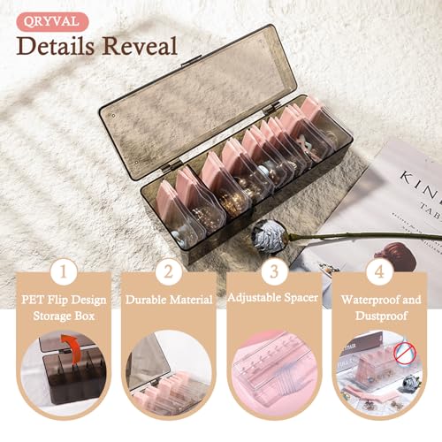 Jewelry Organizer and Storage Box with 24 EVA Anti Tarnish Bags, Travel Acrylic Case for Earrings, Necklaces & Rings, Elegant Gift for Women & Girls (S&Organizer(Clear)) - size: S&organizer(clear)