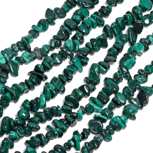 30in Malachite Natural Chip Stone Beads 5-8mm About 230pcs, Irregular Drilled Dark Green Bead for Bracelets Jewelry Making Supplies for Adults, DIY Crafts. - color: Malachite, size: 5-8mm Stone Chip Beads
