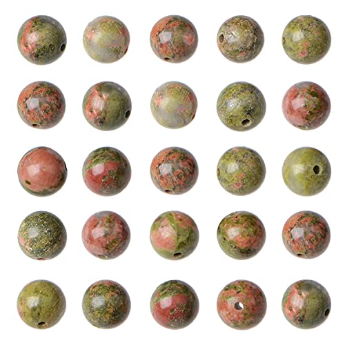 AD Beads 8mm Natural Round Loose Beads 110 Pieces, for Making 108 Mala Prayer Beads Necklace, Bracelet & Yoga Meditation, Jewelry Design (Green Unakite Japser) - color: Green Unakite Japser