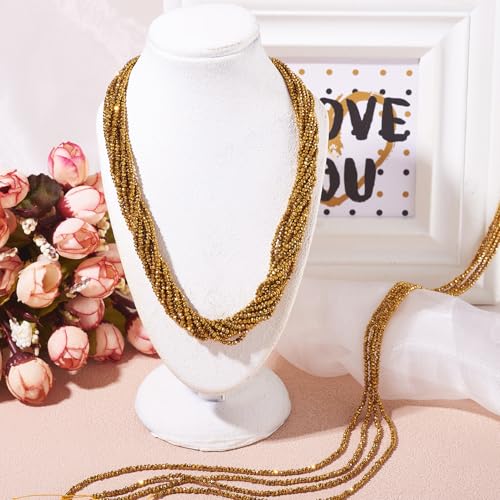 FASHEWELRY 10 Strands Faceted Crystal Glass Beads 2mm Rondelle Briolette Glass Spacer Beads Golden Plated for Necklace Bracelet Jewelry Making - color: Golden Plated, size: 2mm