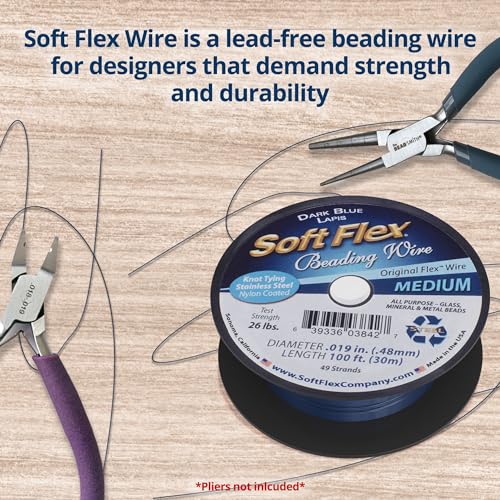 Soft Flex 49 Strand Beading Wire - Medium 0.19 Diameter - 100 Feet Nylon Design Wire - style: Dark Blue
