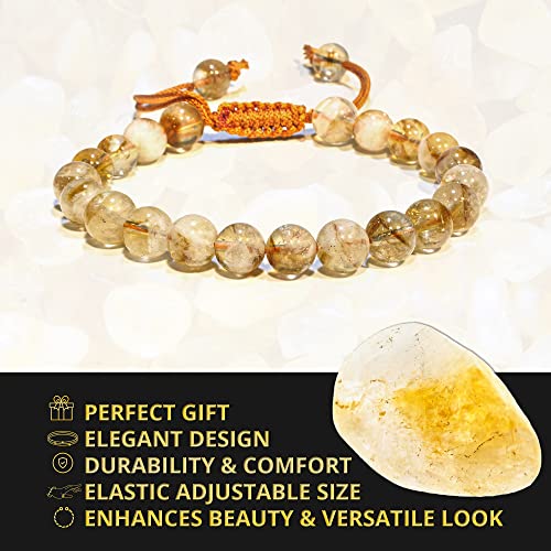 ANAYA AGATE Energy Protection Crystal Handmade Adjustable Bead Bracelet Perfect for Men, Women’s Christmas Gift - Gemstone Healing Stretch Bracelet Pulsera Para Hombre Mujer Stocking Stuffer - color: Citrine Natural