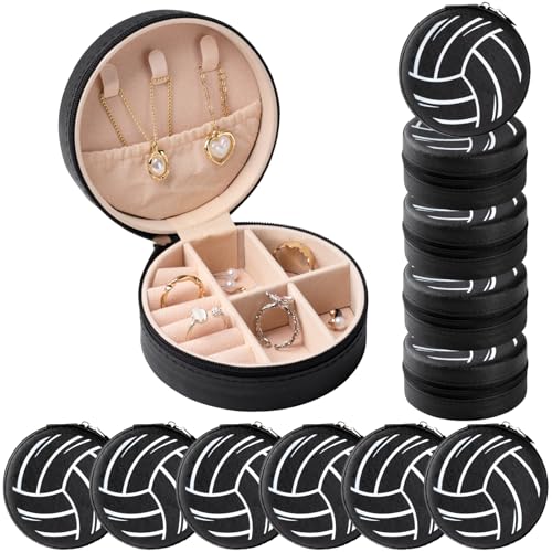 12-Pack Black Volleyball Jewelry Box, Sleek Mini Travel Case for Team Athletes, Bulk Value Set for Coaches and Sports Parents, Professional Sports Keepsake Organizer, Black - style: Black Volleyball