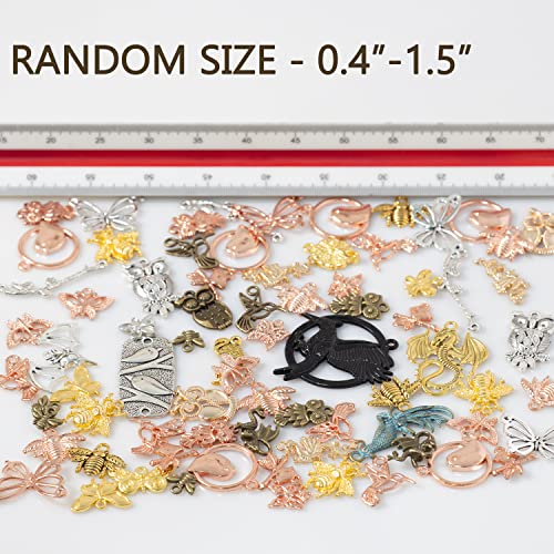 stino 100g Metal Pendant Charms for Jewelry Making, Bulk Silver & Gold Plated Charms for Braclet Necklace Crafts, Animal Plant Flower Pet and so on - color: Insects and Birds Mixed Color