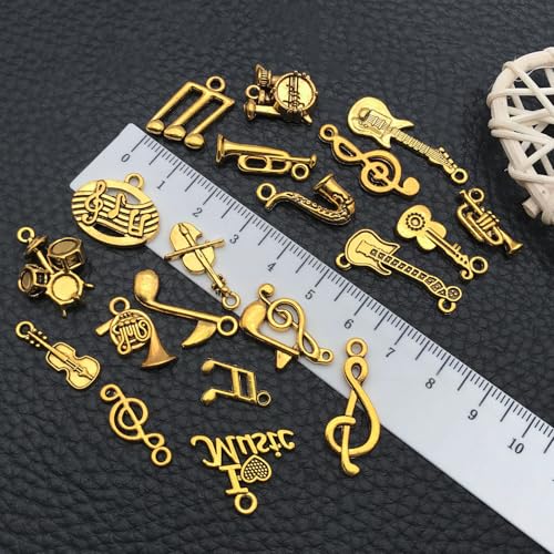WOCRAFT 60pcs Antique Gold Music Bracelet Charms for Jewelry Making Sets DIY Necklace Bracelet Keychain Crafting Charms Kit Craft Supplies (SN894) - color: Antique Gold, size: Music Charms