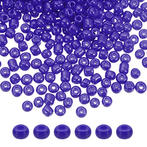 HARFINGTON 2000Pcs Small Glass Beads 6/0 4mm Loose Tiny Round Small Beads for Bracelet Earring Rings Jewelry Making, Blue Purple - color: Blue Purple