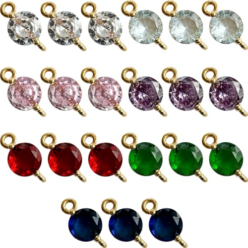 Zirconia Connector Charms Crystal Gold Plated Brass Links for Jewelry Making Bracelet Necklace Earring Pendant Craft Supplies DIY Accessories - color: Round (Mini)-Mix-21Pcs