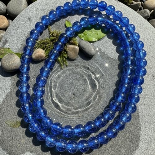 DandS ltd Crackle Lampwork Glass Beads for Jewelry Making, Blue, Vibrant DIY Bracelets, Necklaces, Earrings, Beading Supplies & Craft Kits for Handmade Jewelry, 80pcs 0.39 inch (10mm), #J283-10 - color: Blue