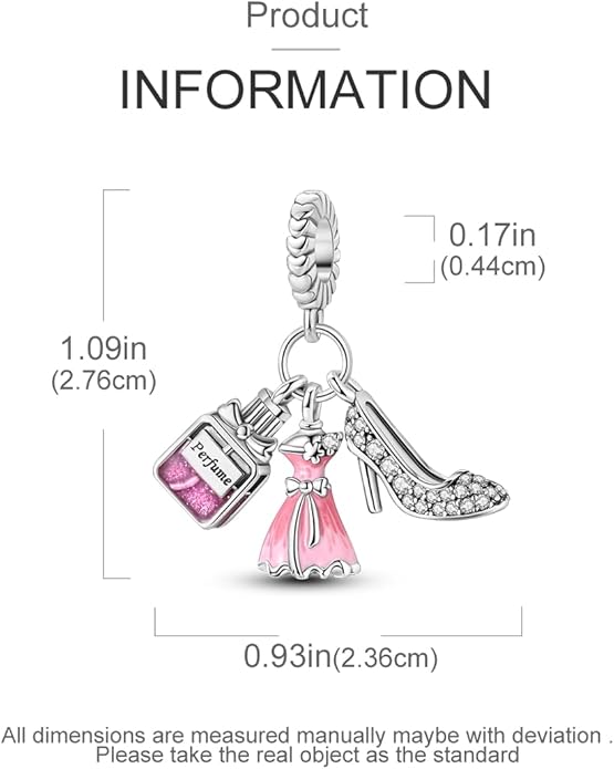 NARMO S925 Sterling Silver Charms Hamsa Charm for Pandora Bracelets Cross Charms for Bracelets Perfume High Heels Dangle Charms Silver Charms for Women